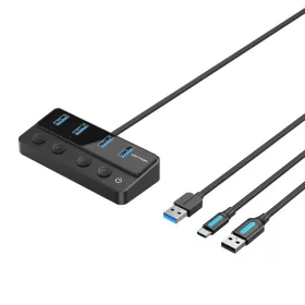 Vention USB-A 3.0 -> USB-A 3.0*4 + USB-C, 1m, Hub