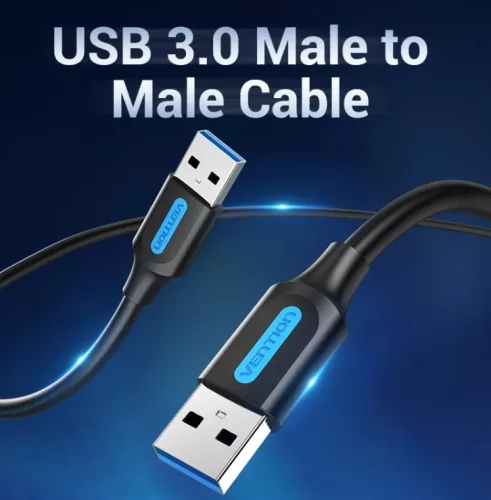 Vention USB-A 3.0/M ->  USB-A 3.0/M,  (PVC,fekete), 0,5m, kábel
