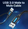 Vention USB-A 3.0/M ->  USB-A 3.0/M,  (PVC,fekete), 1,5m, kábel