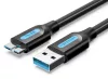 Vention USB-A 3.0/M -> Micro USB-B,  ( PVC,fekete),  2m, kábel