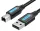 Vention USB-A 2.0/M -> USB-B/M, (PVC, fekete, nyomtatókábel, printerkábel), 2m, kábel