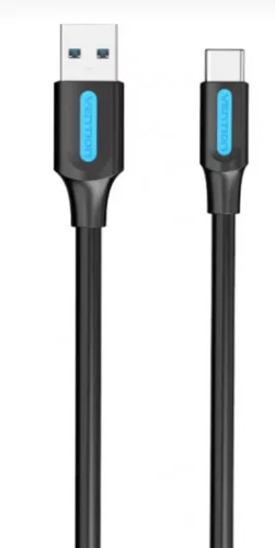 Vention USB-A 3.0/M -> USB-C/M kábel  (PVC,fekete), 0,5m, kábel