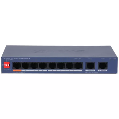 Dahua CS4010-8ET2GT-60 8x10/100 Mbps PoE + 2x1 Gbps uplink, 60W, Cloud Managed PoE Switch