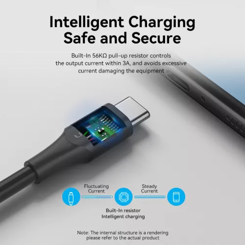 Vention USB-A 2.0/M -> USB-C/M, 2m,(3A,fekete), kábel