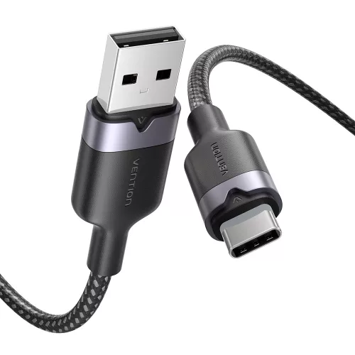 Vention USB-A 2.0/M -> USB-C/M, 1m,(fekete,3A), kábel