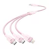 Vention USB-A 2.0/M -> USB-C/Lightning/Micro USB-B, 1,5m,(pink,3A,3in1), kábel