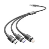Vention USB-A 2.0/M -> USB-C/Lightning/Micro USB-B, 1,5m,(fekete,6A,3in1), kábel