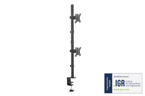 DIGITUS DA-90438 C-bilincses/gyűrűs univerzális VESA 75/100 2-es fekete függőleges monitor tartó állvány