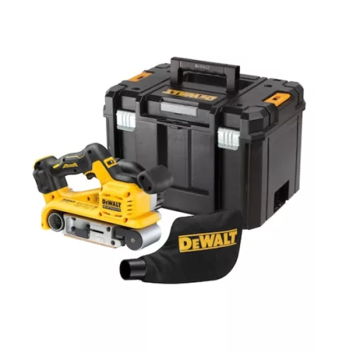 DEWALT Szalagcsiszoló, 18V XR, kefe nélküli, TSTAK, koffer, akkumulátor és töltő nélkül
