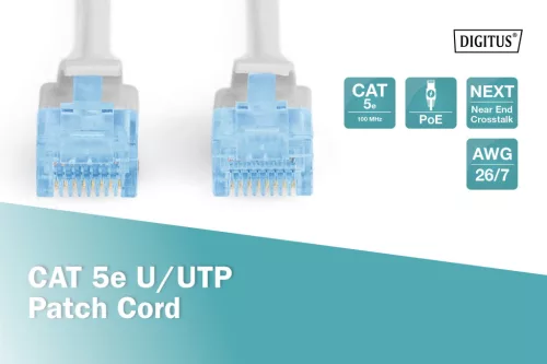 DIGITUS DK-1511-030 Cat.5e U/UTP PVC 3m szürke patch kábel