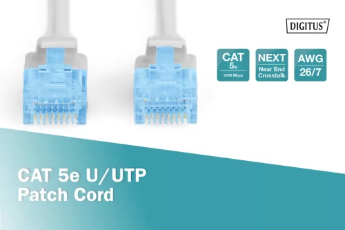 DIGITUS DK-1512-100 Cat.5e U/UTP PVC 10m szürke patch kábel