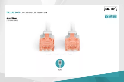 DIGITUS DK-1612-020 Cat.6 U/UTP PVC 2m szürke patch kábel