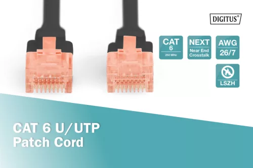 DIGITUS DK-1617-010/BL Cat.6 U/UTP LSZH 1m fekete patch kábel