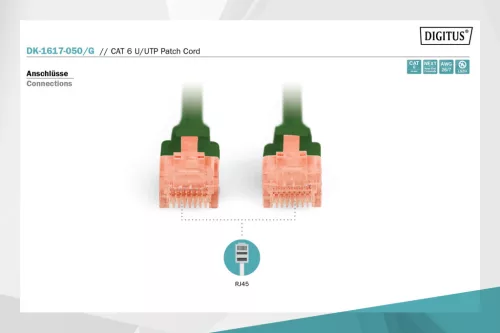 DIGITUS DK-1617-050/G Cat.6 U/UTP LSZH 5m zöld patch kábel