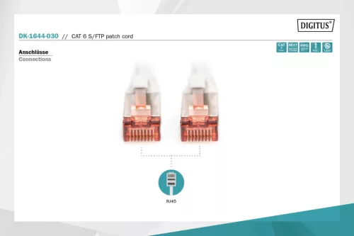DIGITUS DK-1644-030 Cat.6 S/FTP LSZH 3m szürke patch kábel
