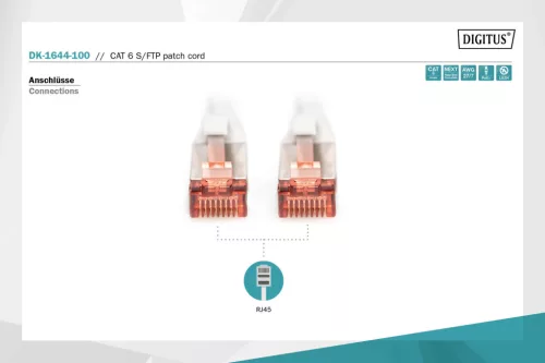 DIGITUS DK-1644-100 Cat.6 S/FTP LSZH 10m szürke patch kábel