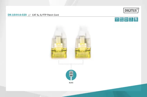 DIGITUS DK-1644-A-020 Cat.6A S/FTP LSZH 2m szürke patch kábel