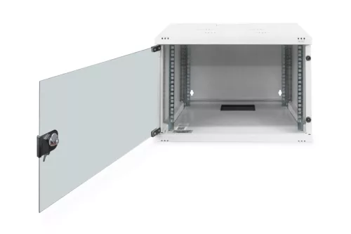 DIGITUS DN-19 07U-S-1 19" 7U 370x540x400mm lapraszerelt üvegajtós szürke fali rack szekrény
