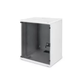   DIGITUS DN-19 12-U-S-1 19" 12U 595x540x400mm lapraszerelt üvegajtós szürke fali rack szekrény