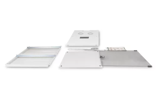 DIGITUS DN-19 12-U-S-1 19" 12U 595x540x400mm lapraszerelt üvegajtós szürke fali rack szekrény