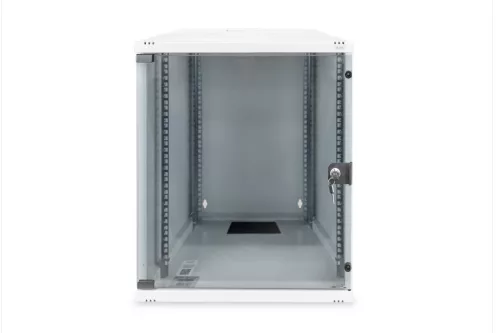 DIGITUS DN-19 12-U-S-1 19" 12U 595x540x400mm lapraszerelt üvegajtós szürke fali rack szekrény