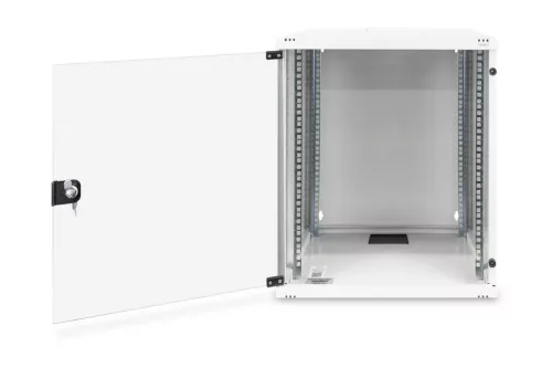 DIGITUS DN-19 12-U-S-1 19" 12U 595x540x400mm lapraszerelt üvegajtós szürke fali rack szekrény