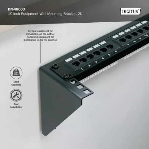 DIGITUS DN-48003 19" 2U fekete hálózati fali konzol