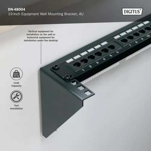 DIGITUS DN-48004 19" 4U fekete hálózati fali konzol