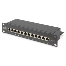   DIGITUS DN-91612S Cat.6 12port asztali fekete árnyékolt patch panel