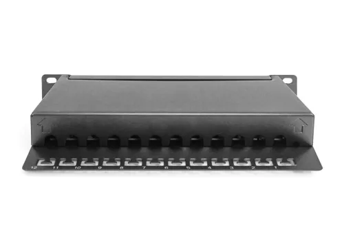 DIGITUS DN-91612S Cat.6 12port asztali fekete árnyékolt patch panel