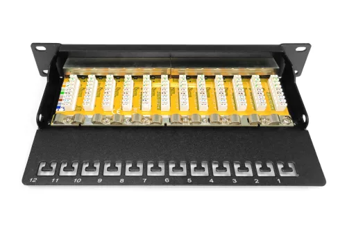 DIGITUS DN-91612S Cat.6 12port asztali fekete árnyékolt patch panel