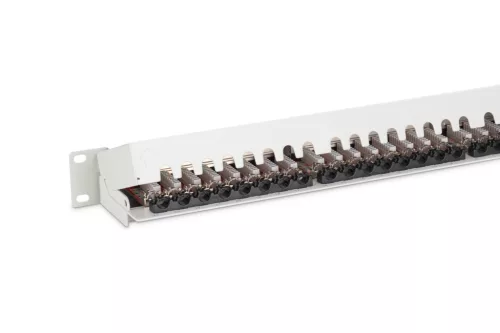 DIGITUS DN-91624S-EA 19" 1U 24port Cat.6A kompakt szürke árnyékolt patch panel