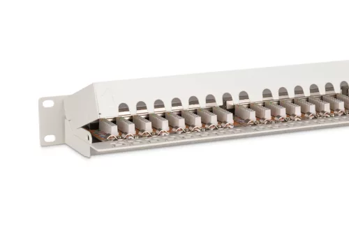 DIGITUS DN-91624S 19" 1U 24port Cat.6 kompakt szürke árnyékolt patch panel