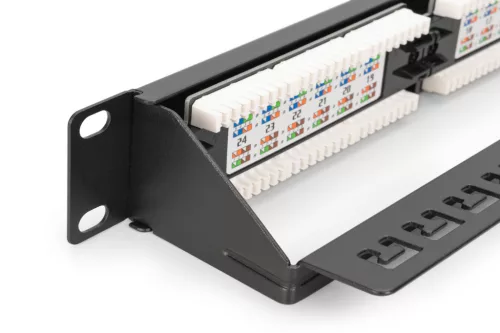 DIGITUS DN-91624U-CR 19" 1U 24port Cat.6 kompakt fekete árnyékolatlan patch panel