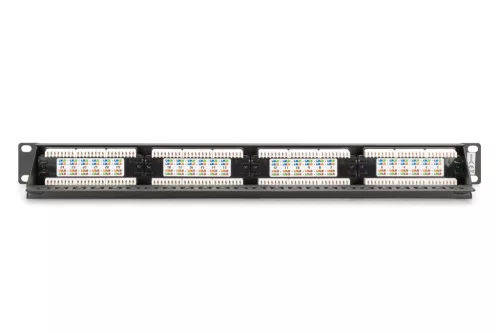 DIGITUS DN-91624U-CR 19" 1U 24port Cat.6 kompakt fekete árnyékolatlan patch panel