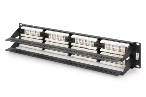 DIGITUS DN-91648U 19" 2U 48port Cat.6 kompakt fekete árnyékolatlan patch panel