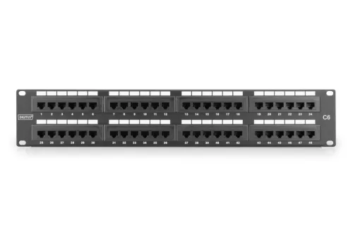 DIGITUS DN-91648U 19" 2U 48port Cat.6 kompakt fekete árnyékolatlan patch panel