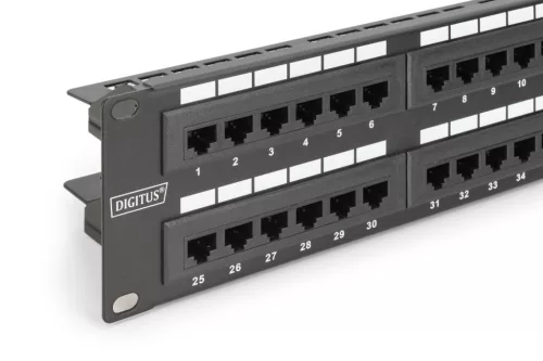 DIGITUS DN-91648U 19" 2U 48port Cat.6 kompakt fekete árnyékolatlan patch panel