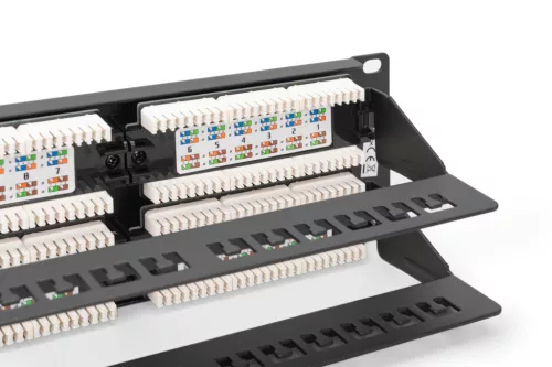 DIGITUS DN-91648U 19" 2U 48port Cat.6 kompakt fekete árnyékolatlan patch panel