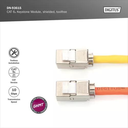DIGITUS DN-93615 Cat.6A árnyékolt szerszám nélkül szerelhető Keystone Jack