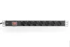 DIGITUS DN-95402 19" 1U PDU alumínium 7x Schuko aljzat CEE7/7 csatlakozó kapcsolós hálózati 2m elosztósor