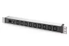 DIGITUS DN-95429 19" 1U PDU 230V 10A 9xIEC C13 aljzat IEC C14 csatlakozó 2m elosztósor