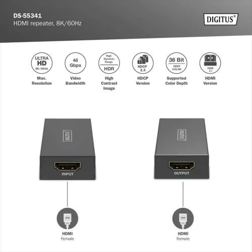 DIGITUS DS-55341 HDMI 8K 60Hz Repeater