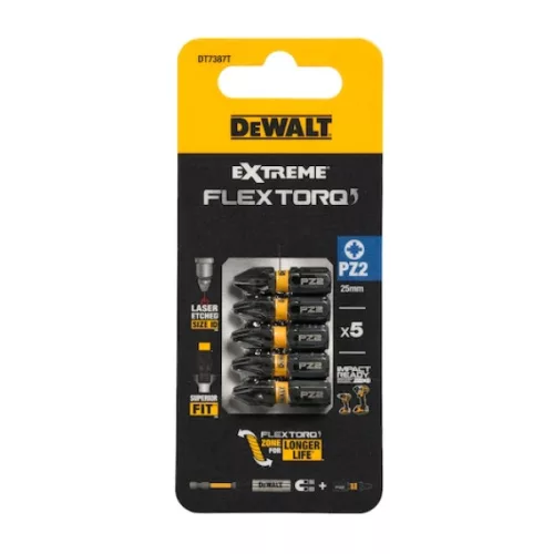DEWALT Bithegy, csavarhúzó, 25mm, 5db, PZ2 FLRQ