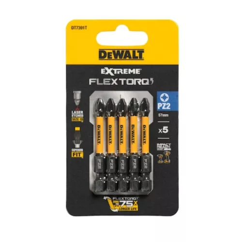 DEWALT Bithegy, csavarhúzó, 57mm, 5db, PZ2 FLRQ