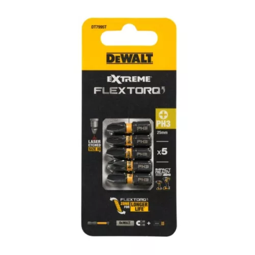DEWALT Bithegy, csavarhúzó, PH3, 25mm, FLEXTORQ, 5db