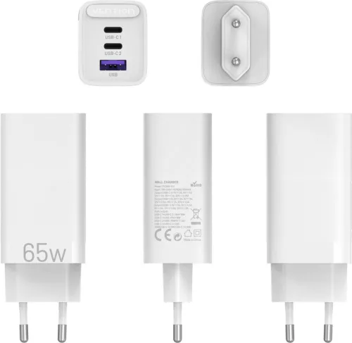 Vention USB-C+C+A (65W/30W/30W,  3-portos, fehér), töltő