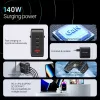 Vention 4-port USB-C+C+C+A (140W/140W/30W/18W 4-portos, GaN, fekete),1,5m, töltő