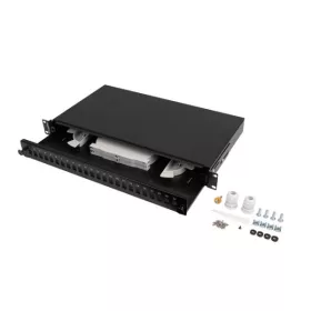   Lanberg FOP1-24SS-LDB 19" 1U 24xSC szimplex 24xLC duplex kötőkazettával szerelt fekete optikai patch panel