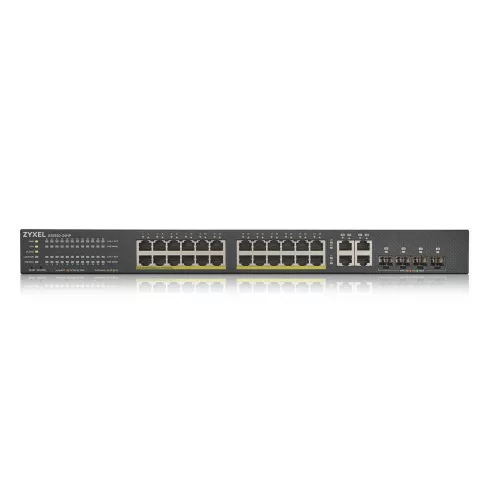 Zyxel GS1920-24HPV2-EU0101F v2 24xGbE PoE LAN (375W) 4xGbE SFP/RJ45 Combo port L2 menedzselhető PoE Switch